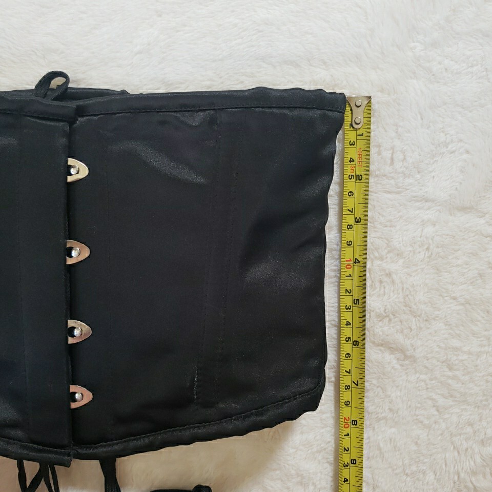 Solid Strapless Underbust Lace-Up Corset Black - image 8