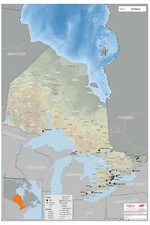Topographic Wallmap - Ontario | Stretched Canvas | 20" x 30"