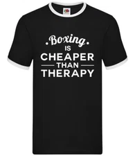 Boxing Is Cheaper Than Therapy - Mens Ringer - Boxer Fighter Fighting Kick