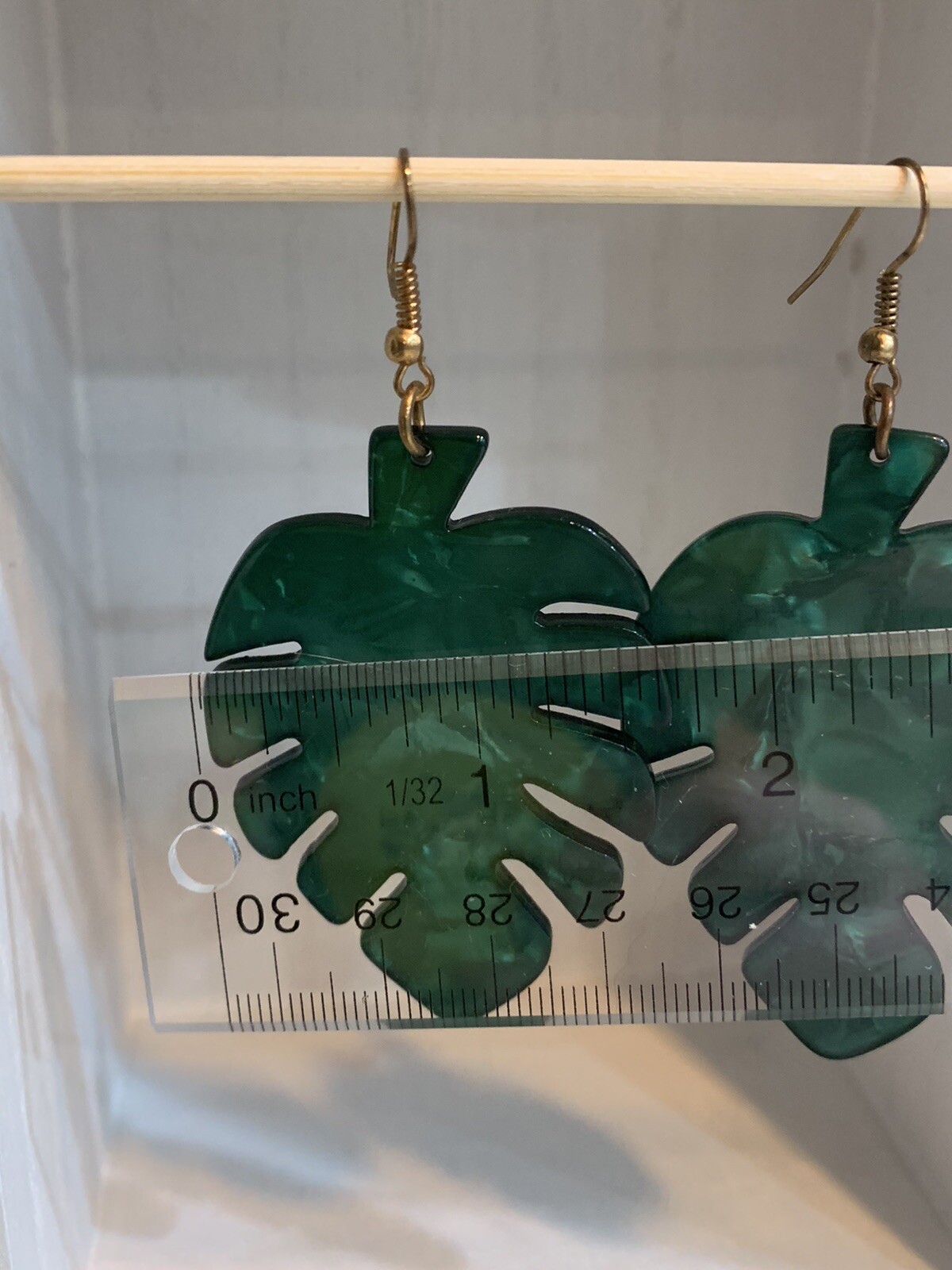 Monstera Leaf Drop Dangle Earrings Pearlesent Acr… - image 3