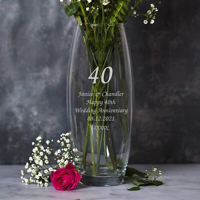 Personalised Glass Vase For 40th Ruby Wedding Anniversary Gifts Ideas Couple