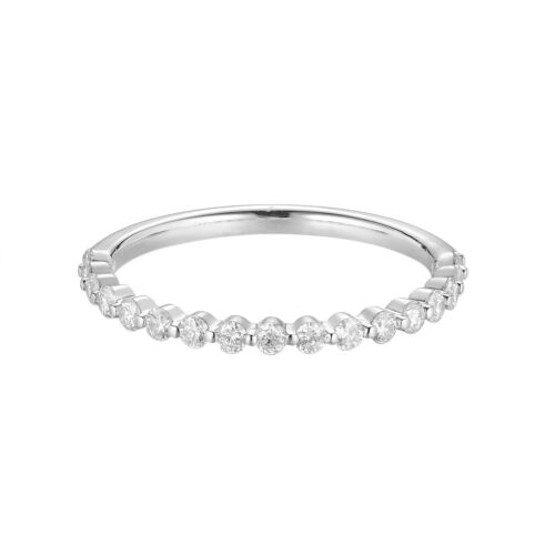 14K White Gold Round Natural Diamond Wedding Band Ring MZ052-GAI