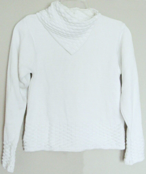 BLANC DU NIL Knit JUMPER  Kerchief weave collar thick Knit Sweater ~ Women sz XS