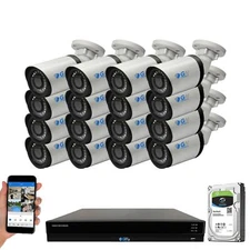 16 Channel NVR 16 5MP H.265+ PoE IP Microphone AI Bullet Security Camera System