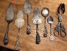 Konvolut Tortenheber Zucker/Teelöffel Gebäckzange Hildesheimer Rose Silber Antik