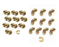 EFIELD 20PCS 1/2" X 1/2" PUSH FIT COUPLINGS , ELBOW (10PCS/EA) BRASS FITTINGS.