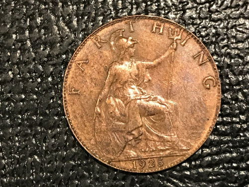 HIGH GRADE DETAILS 1925 GREAT BRITAIN FARTHING COIN-FEB854