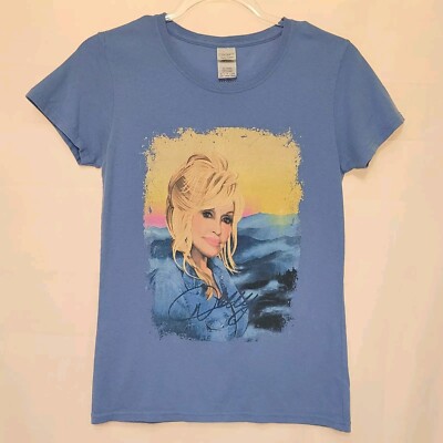ドリー様 Dolly Parton Light Blue Graphic Short Sleeve T Shirt Wmn's Size S