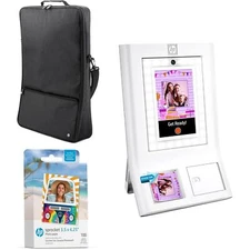 HP Sprocket Photobooth 3x4 Photo Printer White Bundle 100 Sheets & Carrying Case