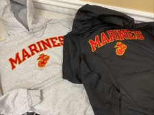 US MARINES Men's Hooded Sweatshirt Champion Black or Gray Asst Sizes NWT
