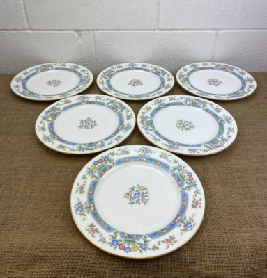 6 X VINTAGE ROYAL WORCESTER MAYFIELD FINE BONE CHINA SPEISETELLER 26,5 cm