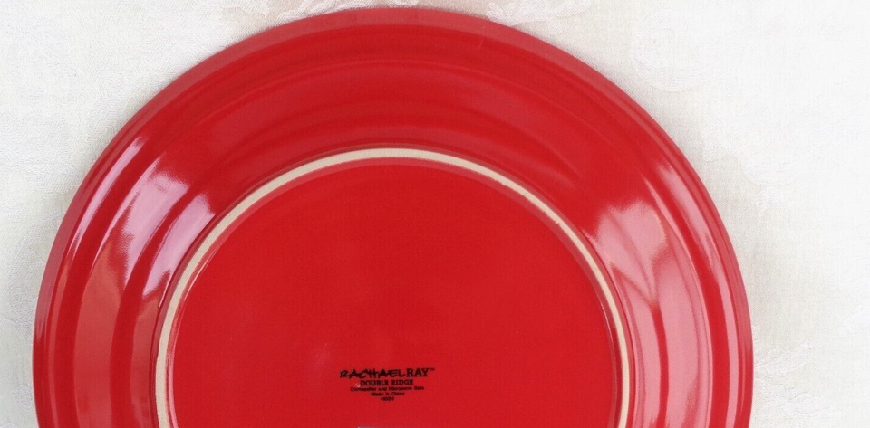 Double Ridge Plate 4 Rachael Ray Double Ridge Red Dinner Plates (11”) Stoneware | eBay