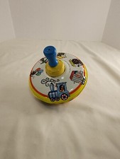 Ohio Art Spinning Top Toy Tin Litho Circus Animal Train Knob USA