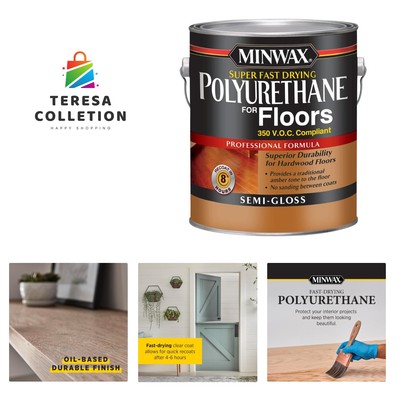 Super Fast Drying Polyurethane Protective Wood Finish, 350 VOC, Clear Semi-Gl...