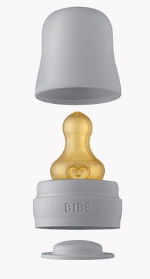 2 X BIBS Babyflaschenaufsatz mit Sauger und Deckel hellgrau