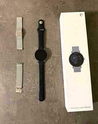 Zenwatch Venice Pro 2.0 Smartwatch 41 mm silber, Silikonarmband schwarz