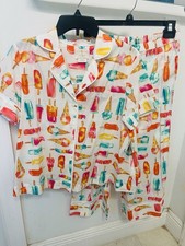 Kate Spade Womens Pajama Set Flavor of The Month Popsicles Cotton Blend Woven S