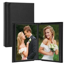 Photo Album Black Leather Self Stick 4x6 Inch Holds 10 Photos Book