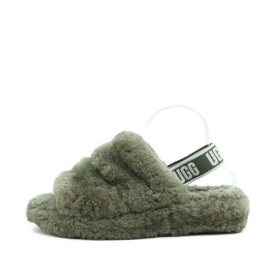 UGG Damen Fluff Yeah Slide Hausschuhe grau Fersenriemen Pantoletten EU 41