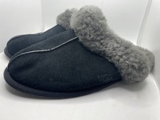 UGG Scuffette II Womens Slippers Size 8 Black Gray Suede Sheepskin Lined
