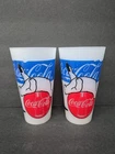 2 Coca Cola 7” Plastic Polar Bear Thermo-Serv 1998 Coke Drinking Cups Vintage