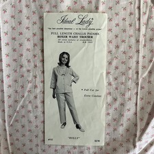 Vintage Ideal Lady Full Length Challis Pajamas Size 40/L Pink Flowers Green Trim