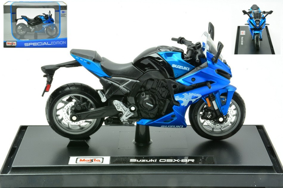 MAISTO 1/18 MOTO SUZUKI GSX 8R 2024 BLU MODELLISMO MODELLINO STATICO DIECAST foto 4