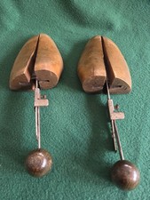 Pair Vintage Wooden Shoe Tree Stretchers w/Adjust Hinged Split Toe