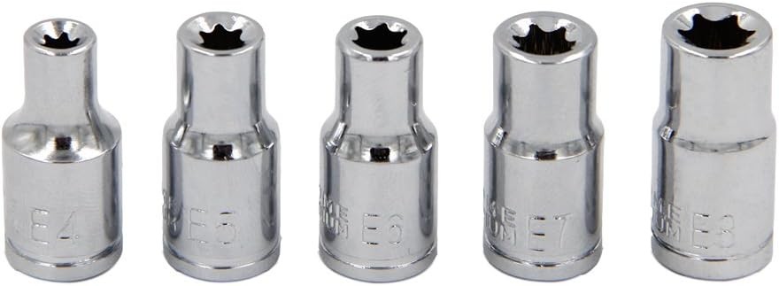 5Pcs E Torx Star Female Bit Socket Set 1/4