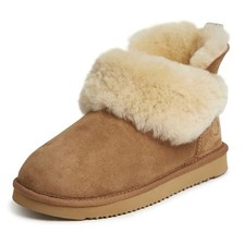 Dearfoams Women's Fireside Shearling Water Resistant Boot Slipper 10 Chestnut