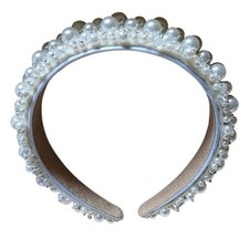 Pearl Headband Beaded Hair White Faux Pearl Embellished Bridal Wedding Party