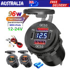 USB Car Charger Dual QC3.0+ PD Port With Voltmeter Outlet Socket for 12V Boat RV