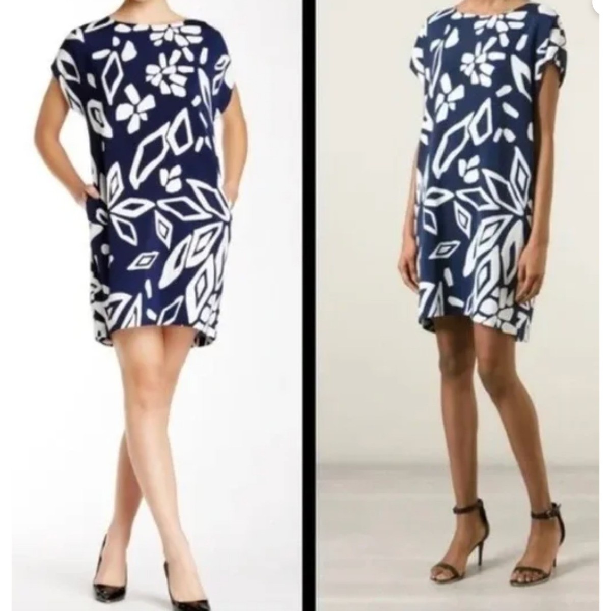 Diane Von Furstenberg DvF Harriet Dress White Navy Women's Size S View 2