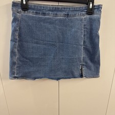 American Eagle Next Level Denim High Rise Mini Skirt Sz 4 Slit Coastal Cowgirl
