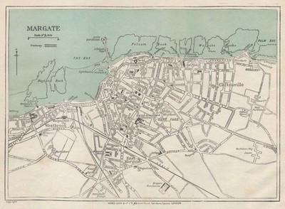 Margate Vintage Stadtplan. Westgate-on-Sea Birchington. WARD LOCK 1924 Karte