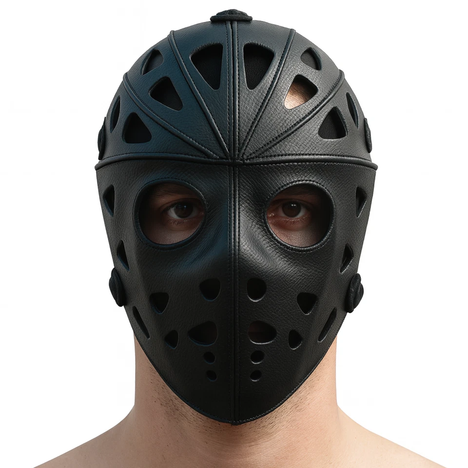 Máscara Cosplay Cuero Negro - Hecha a Mano Cabeza Completa Disfraz Steampunk Capucha, De Colección Foto 2 de 4