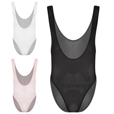 Men Jumpsuit See Through Unitard Dance Bodysuit Transparent Swimsuit Sheer Oil