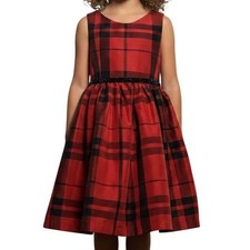 Cat Jack Girls Red Black Plaid Sleeveless Holiday Dress Sparkle Belt