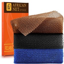 African Bath Sponge 3 Pack Exfoliating Shower Body Scrubber Back Smoother 80cm