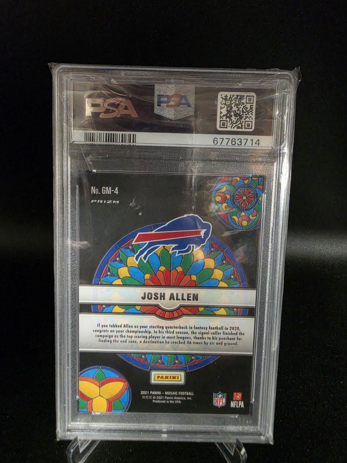 2021 Panini Mosaic Josh Allen Stained Glass PSA 9 view 2