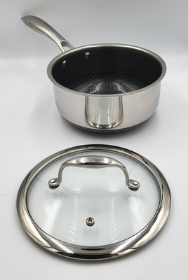HexClad 2-QUART SAUCEPAN with LID 2 QT Hybrid Non Stick Pot -Used Good Condition