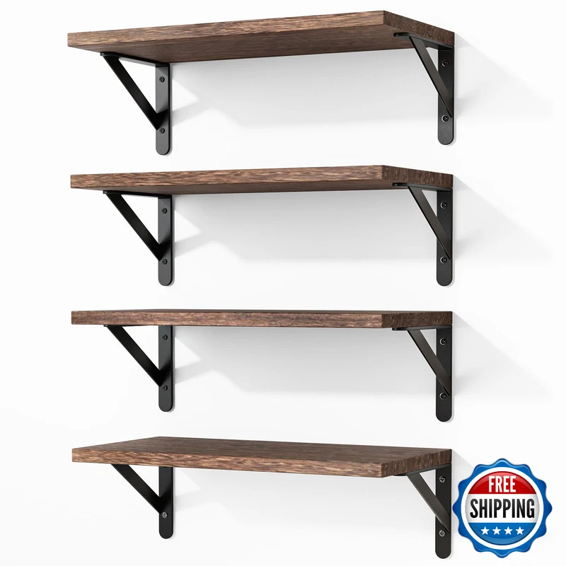 Fixwal Floating Shelves For Wall Wood Wall Mounted Shelves For Bedroom Bathroom