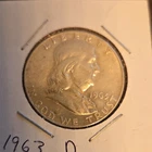 1963-D Denver Franklin Half Dollar 50C Business Strike Silver .900 KM#199