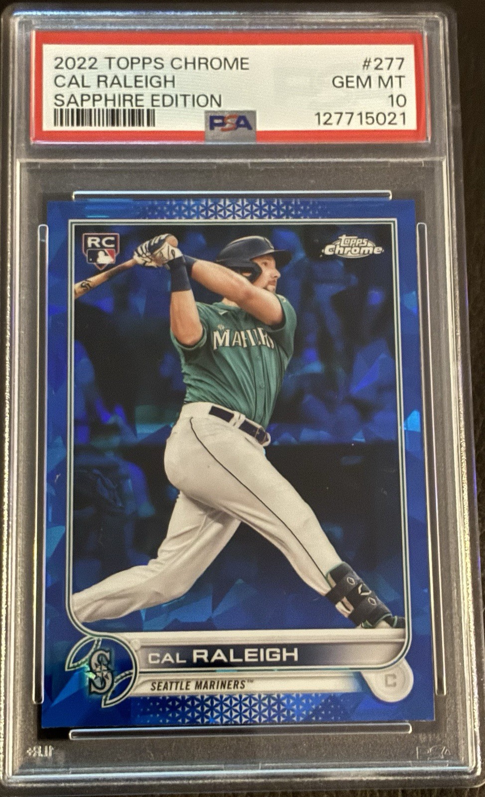 2022 TOPPS CHROME SAPPHIRE EDITION #277 CAL RALEIGH ROOKIE RC PSA 10