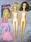 Barbie Vintage Francie Twist N Turn Dolls Brunette Blonde Swimsuit dress shoes