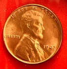 1947-P Lincoln Wheat Cent Penny GEM RED BU From an Original Bank Roll