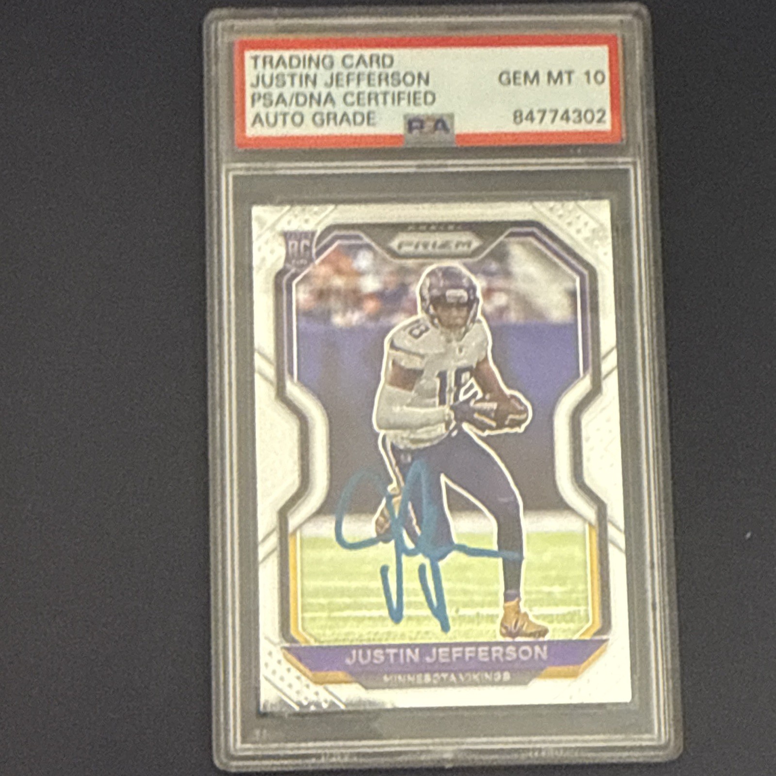 Justin Jefferson 2020 Panini Prizm Rookie Auto #398 PSA 10 PSA/DNA 84774302