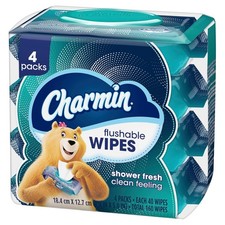 Charmin Flushable Wipes, 160 Total Wipes 4 Packs of 40 
