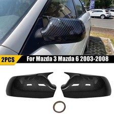 Carbon Fiber Ox Horn Side Wing Mirror Cover Cap For Mazda 3 Mazda 6 2003-2008