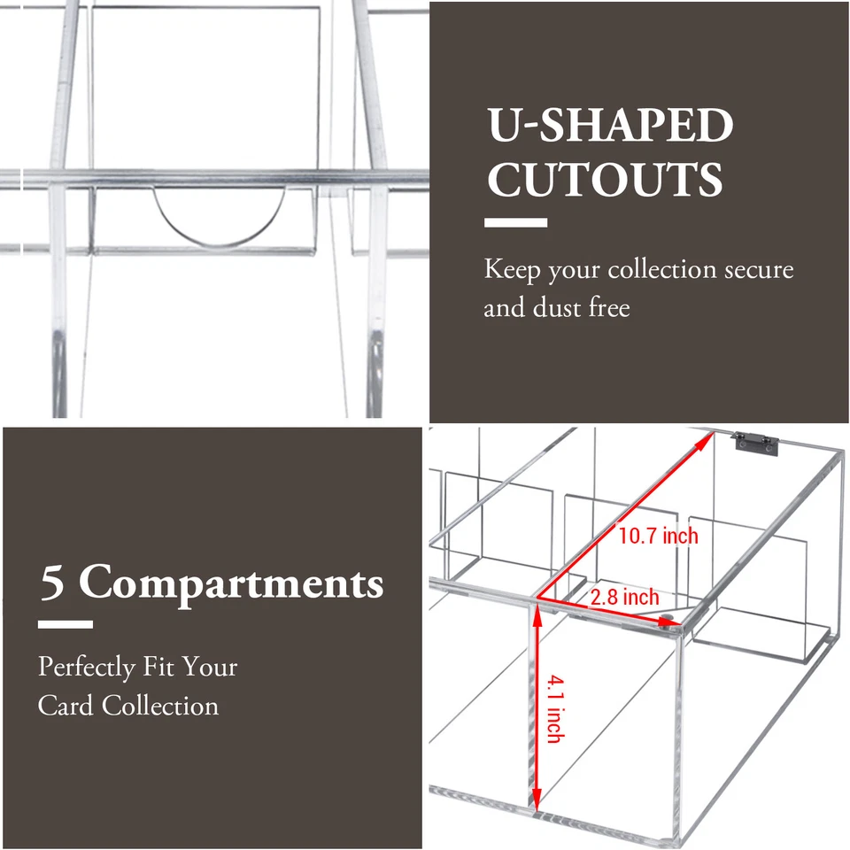5 Slot Clear Acrylic Collectors Sports Card Storage Box, Trading Cards Organizer - Image 2 of 4